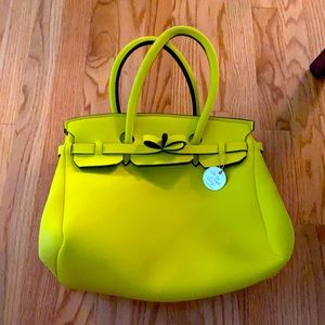 Neon yellow and black purse made in Italy